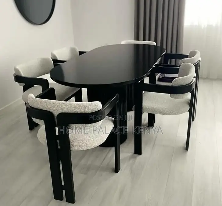 Dining Set: Retro French Wooden Dining Set for 6