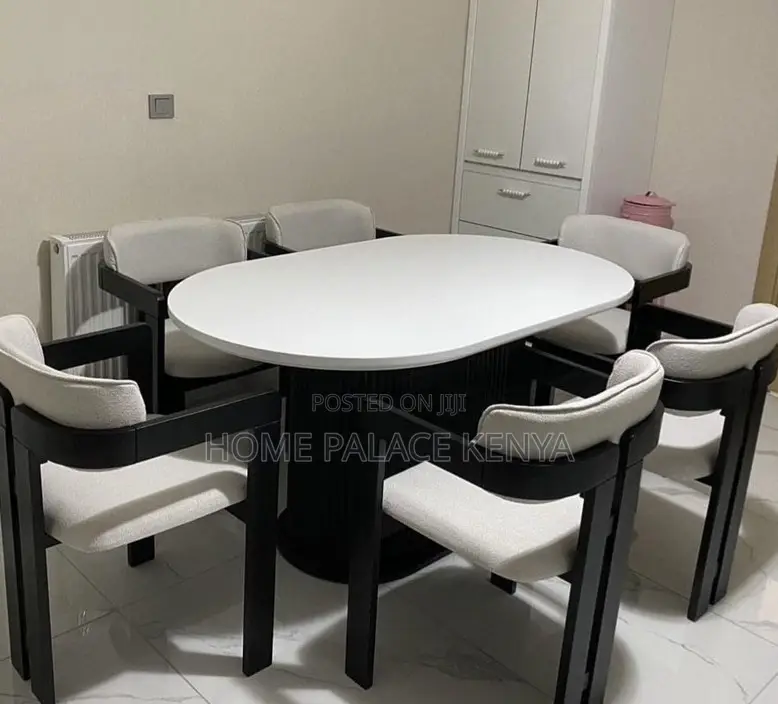 Dining Set: Retro French Wooden Dining Set for 6