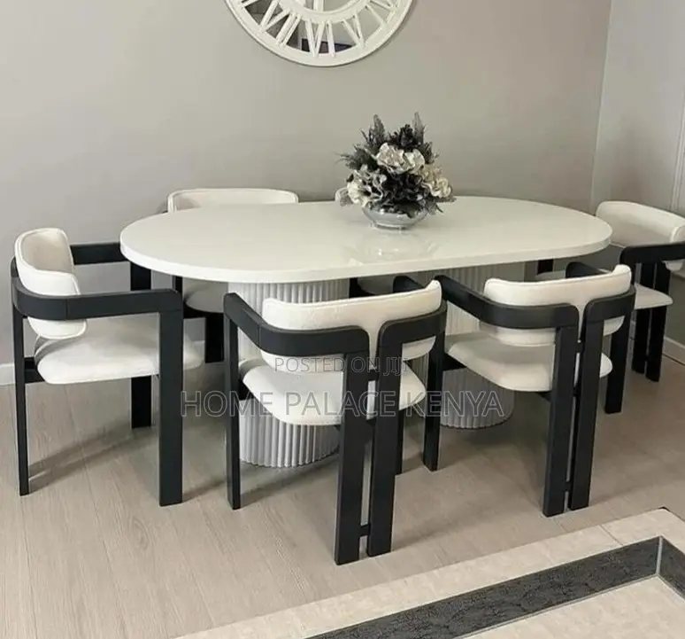 Dining Set: Retro French Wooden Dining Set for 6