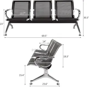 Office Bench :3-Seat Office Waiting Bench