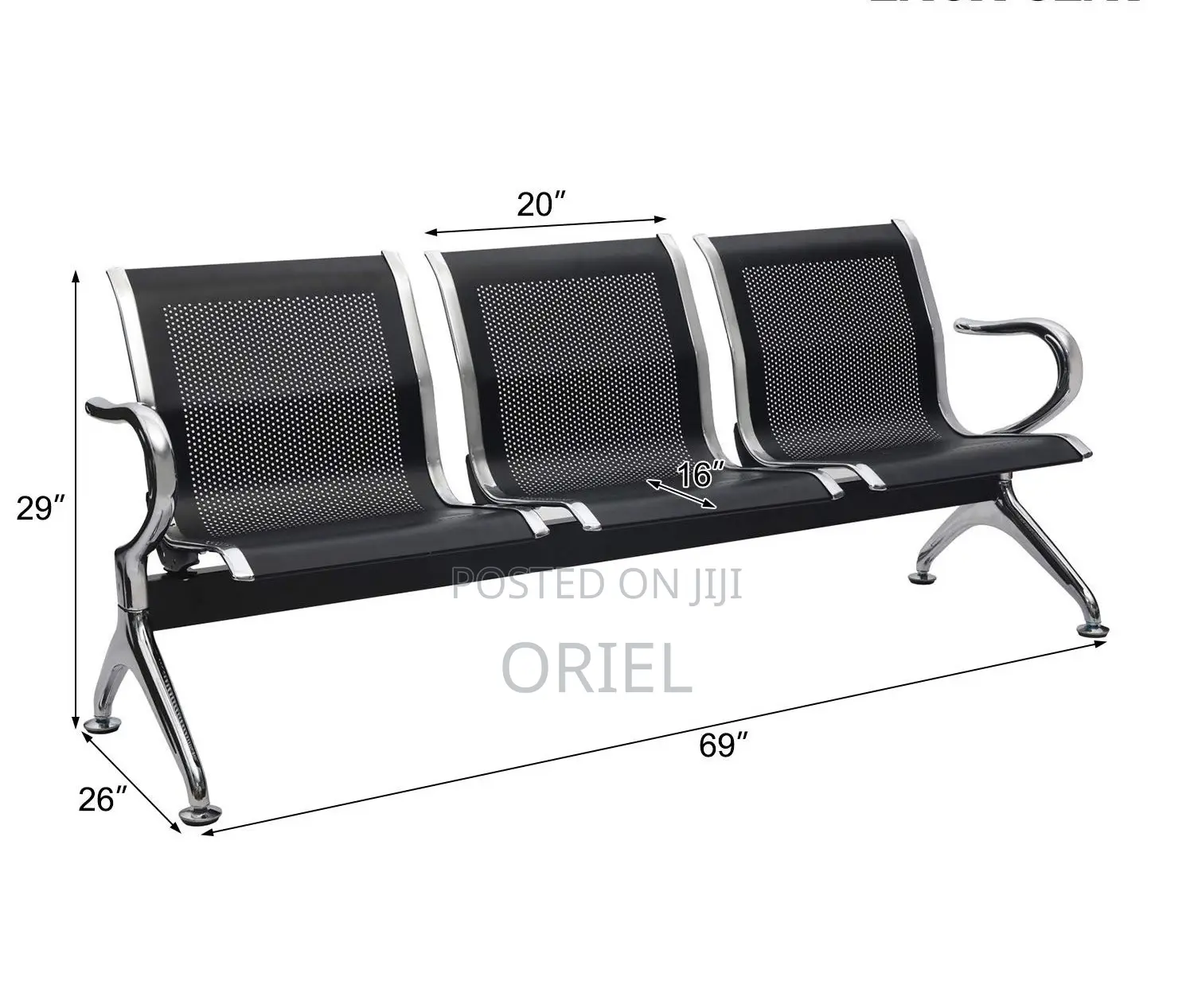 Office Bench :3-Seat Office Waiting Bench