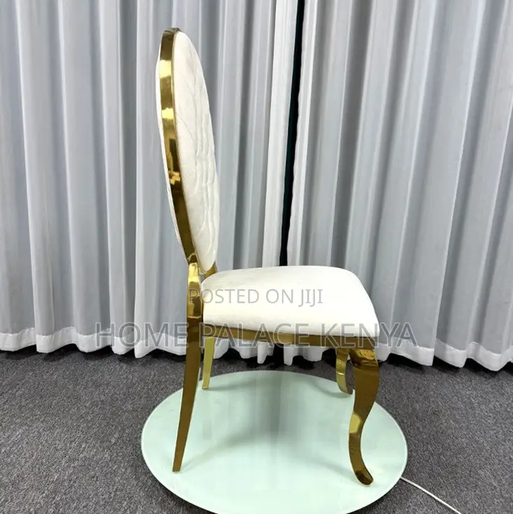 Banquet Chair: White Button Tufted Leather Dining Chair