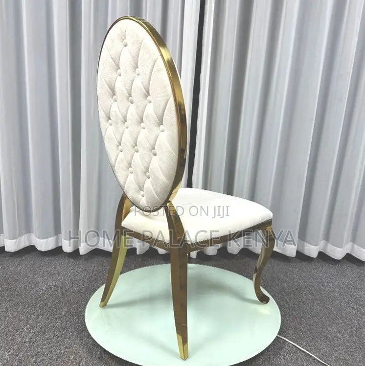 Banquet Chair: White Button Tufted Leather Dining Chair