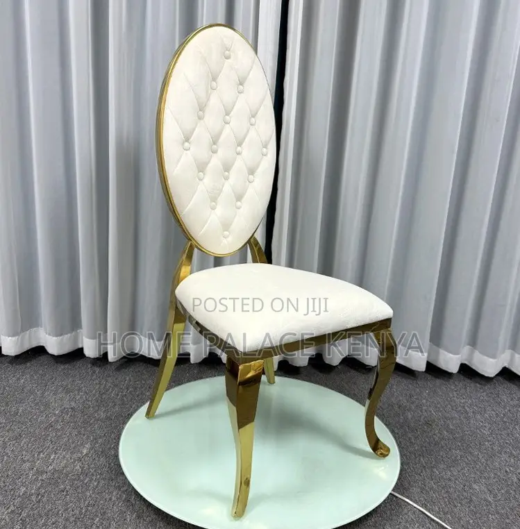Banquet Chair: White Button Tufted Leather Dining Chair