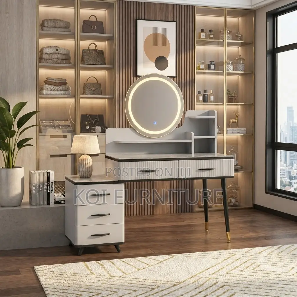 Dressers; Modern Advanced Brown-White Vanity Table Set