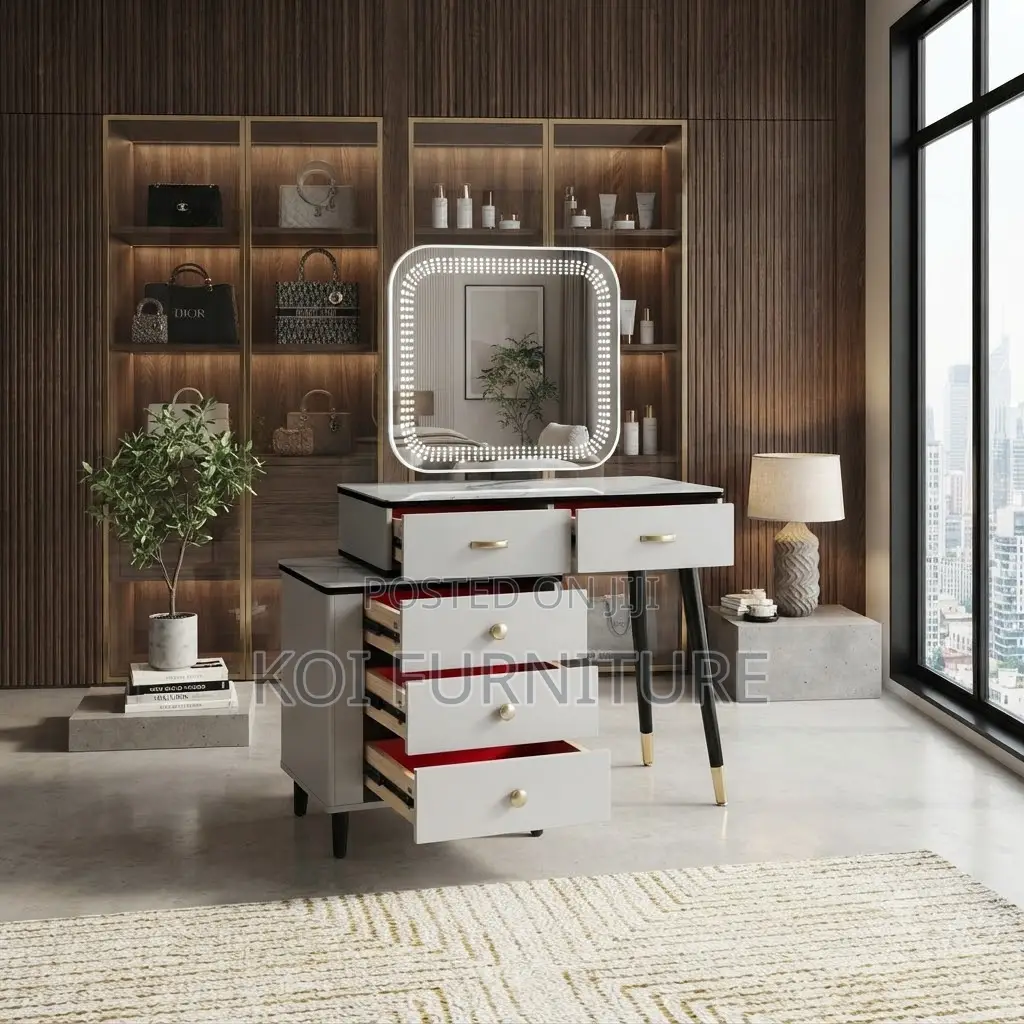 Dressers; Modern Advanced Brown-White Vanity Table Set