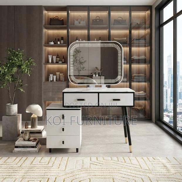 Dressers; Modern Advanced Brown-White Vanity Table Set - thumbnail 3