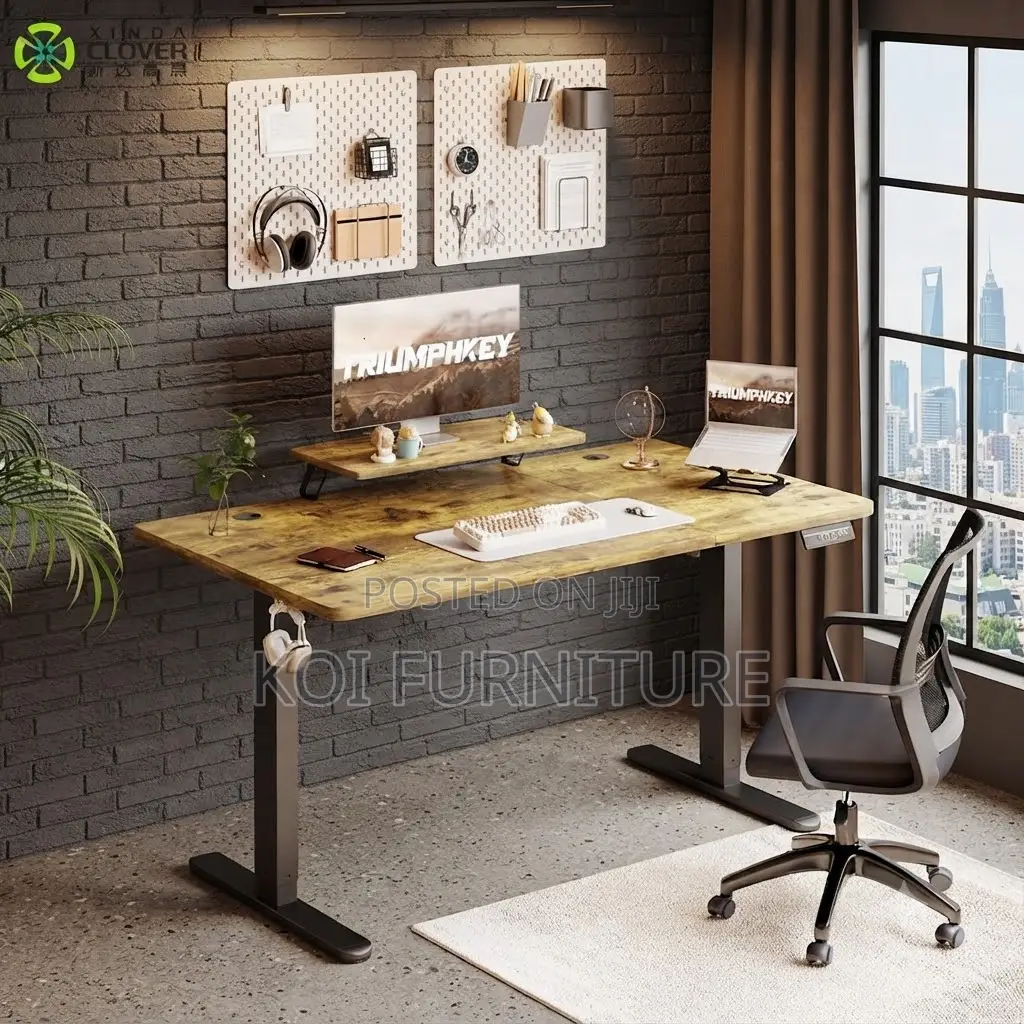 Office Desk; 1.2 Meters Electric Desk With Brown Tops