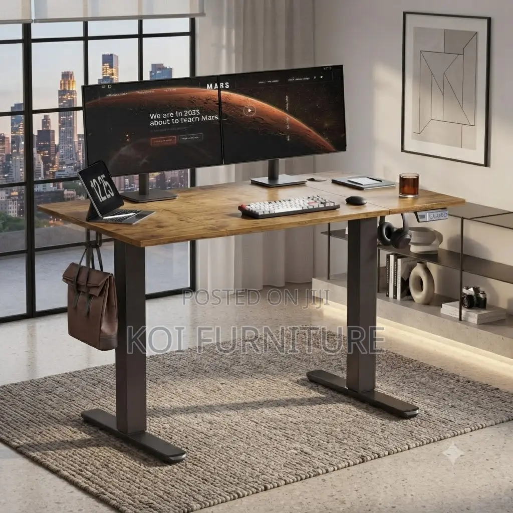 Office Desk; 1.2 Meters Electric Desk With Brown Tops