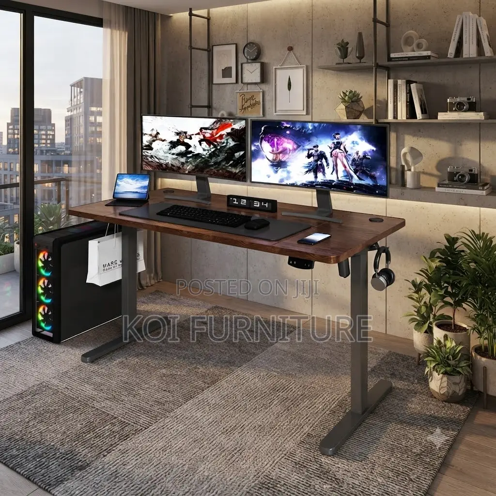 Office Desk; 1.2 Meters Electric Desk With Brown Tops