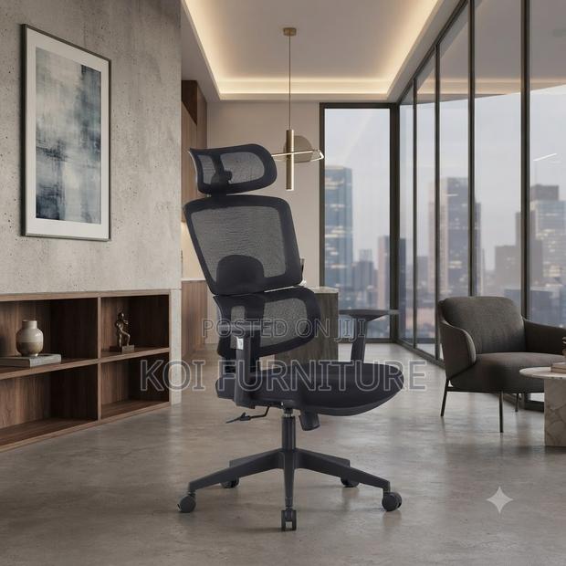 Office Chairs; Fabricated Orthopedic Office Chair With Long Headrest
