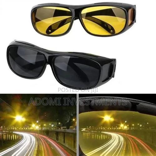 2pcs Set Dark & Coloured Anti Glare Night Vision Driver Goggles