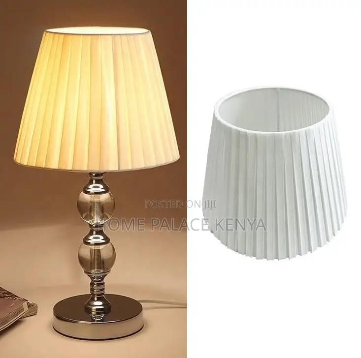 Bedside Lamp: White Linen Pleated Decorative Lampshade