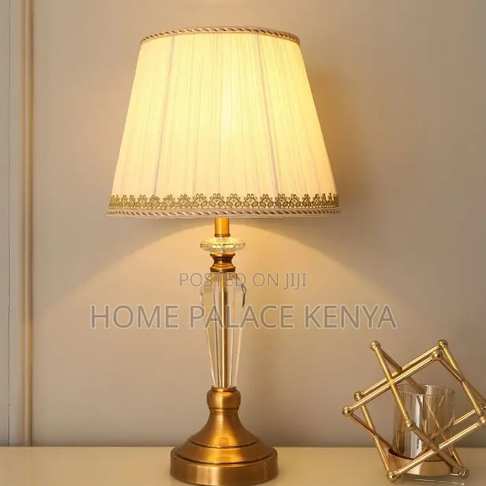 Bedside Lamp: White Linen Pleated Decorative Lampshade