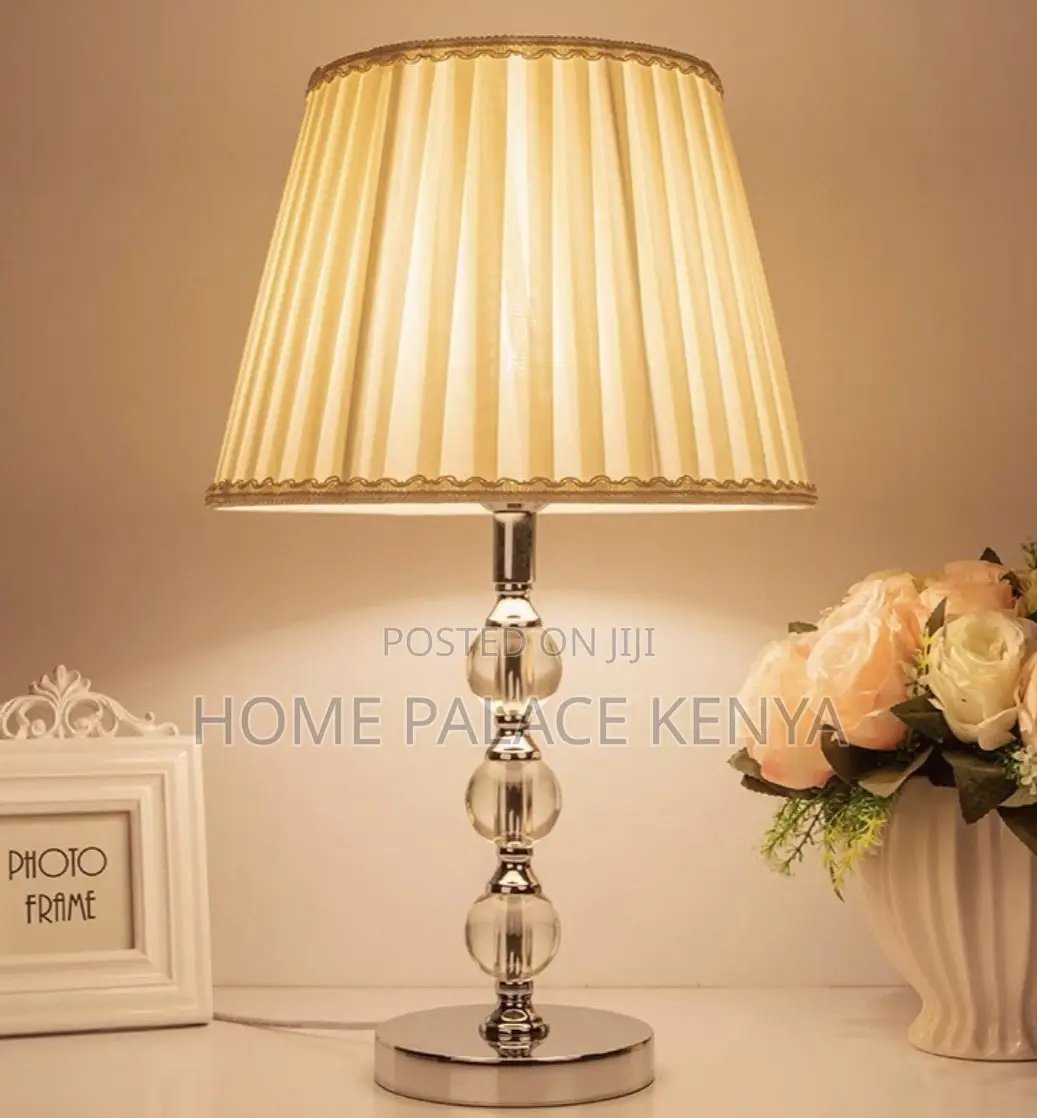Bedside Lamp: White Linen Pleated Decorative Lampshade