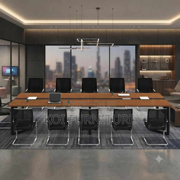 Boardroom Table; 2.4 Meter Brown Boardroom Excellent Table - thumbnail 2