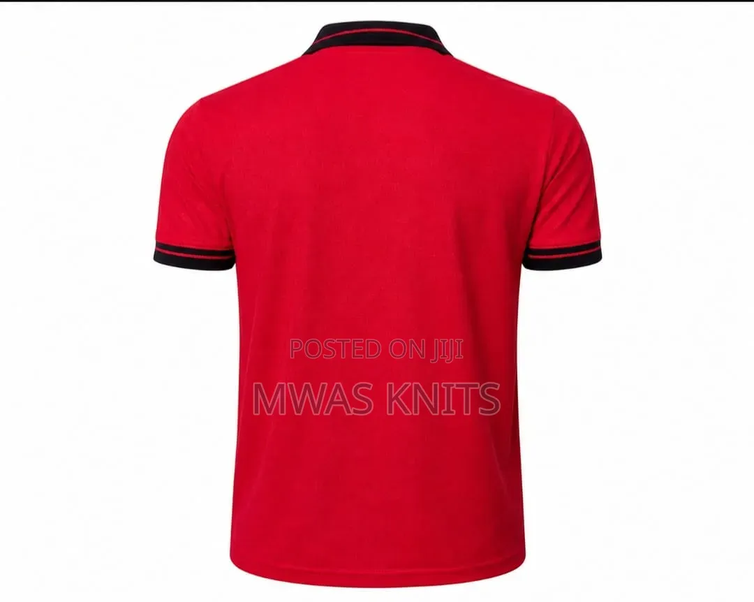 Red Collar Black Polo T Shirt Cotton Fashion