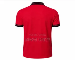 Red Collar Black Polo T Shirt Cotton Fashion
