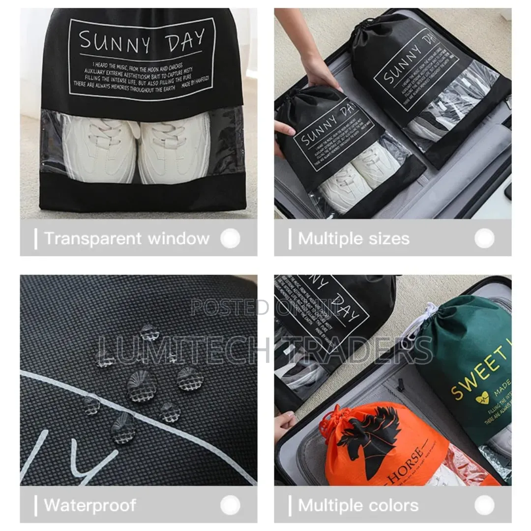Travel Shoe Storage Bag Non Woven, Drawstring for Shoes Clothes