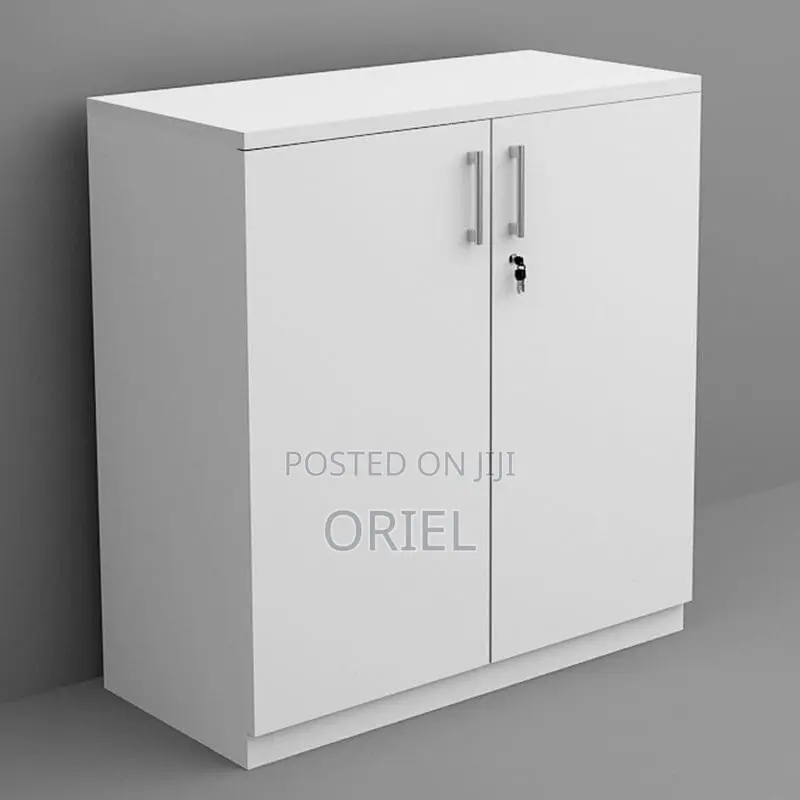 Office Credenza : 2-Door White Wooden Credenza