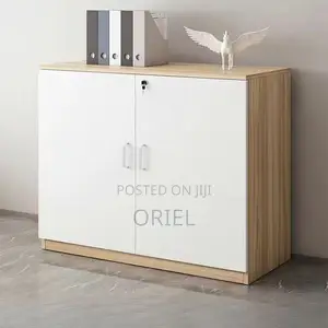 Office Credenza : 2-Door White Wooden Credenza