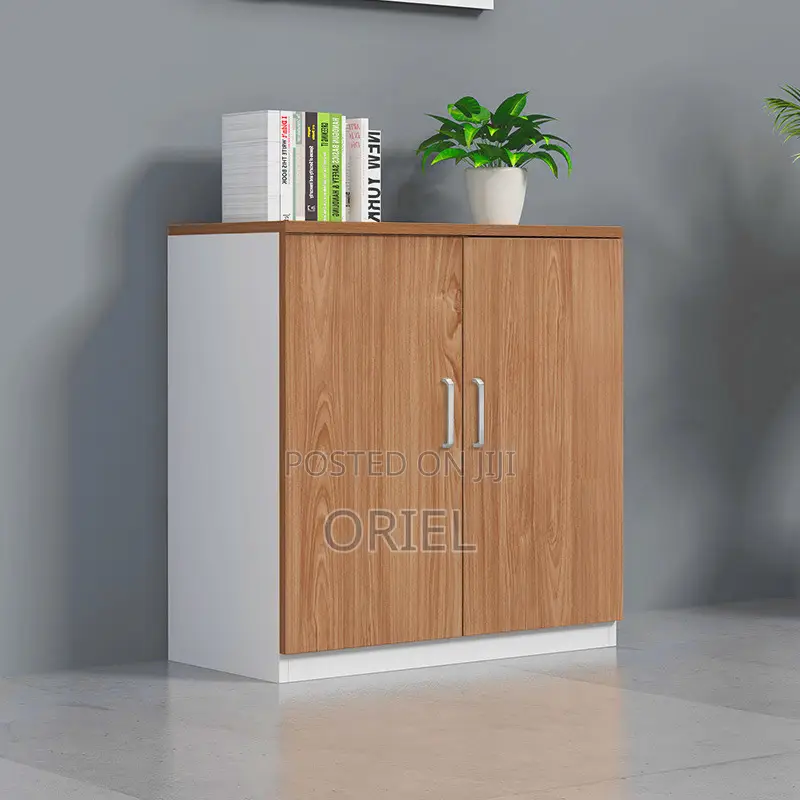Office Credenza : 2-Door White Wooden Credenza