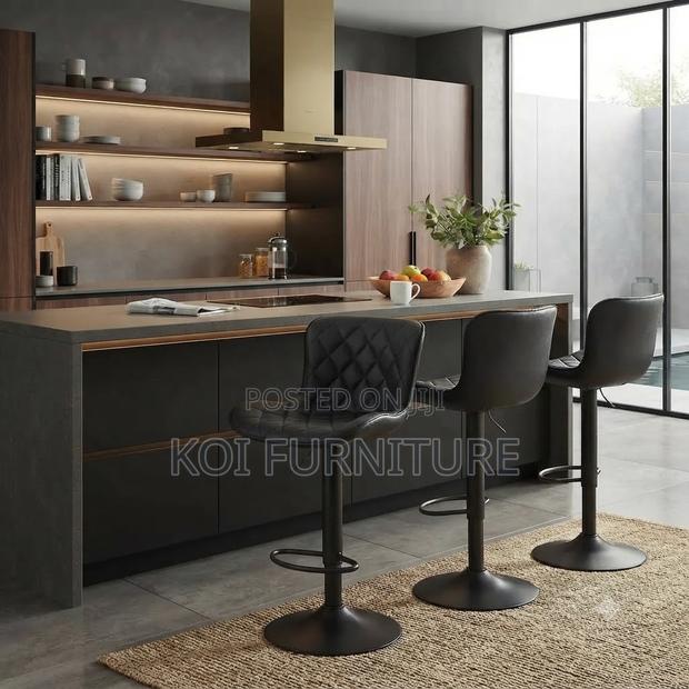 Barstools; Adjustable Kitchen Counter Home Leather Barstools - thumbnail 3