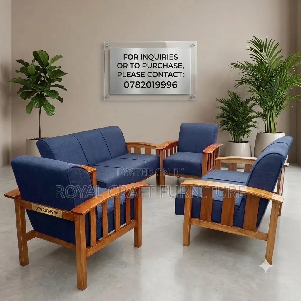 Modern 7-seater Mahogany Open Sofa Set