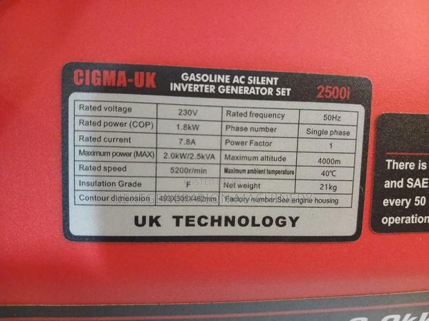 Cigma Uk 2500i Silent Generator - thumbnail 2