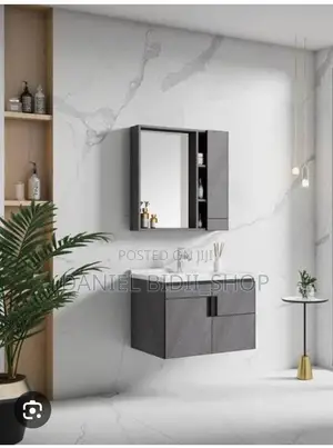 Le Royal Grey Wall Hung Cabinet and White Mirror