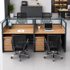 4-Person Workstation With Divided Mirror