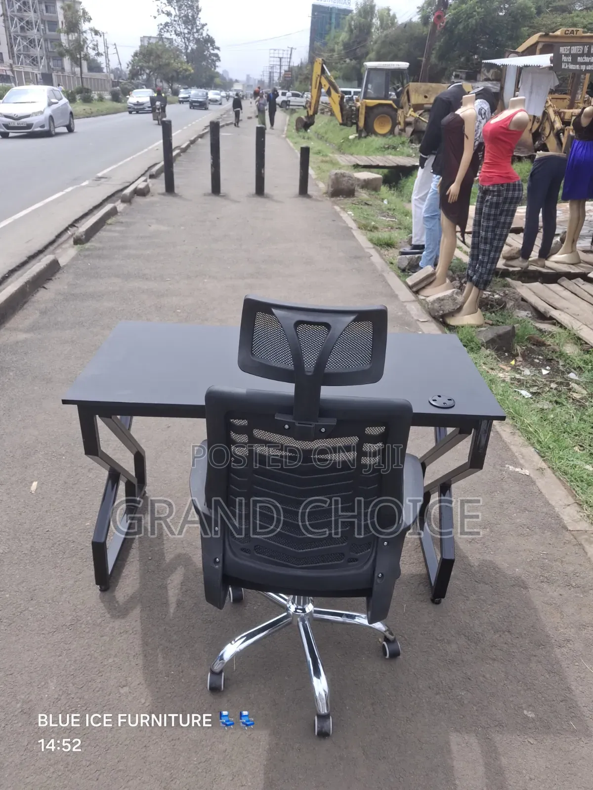 Metallic Office Table With Office Swivel Headrest Chair