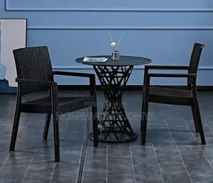 Dining Table: Black Glass Table With Geometric Pedestal Base