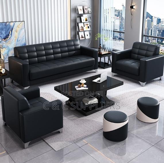5-Seater Black Waiting Sofa Set - thumbnail 4