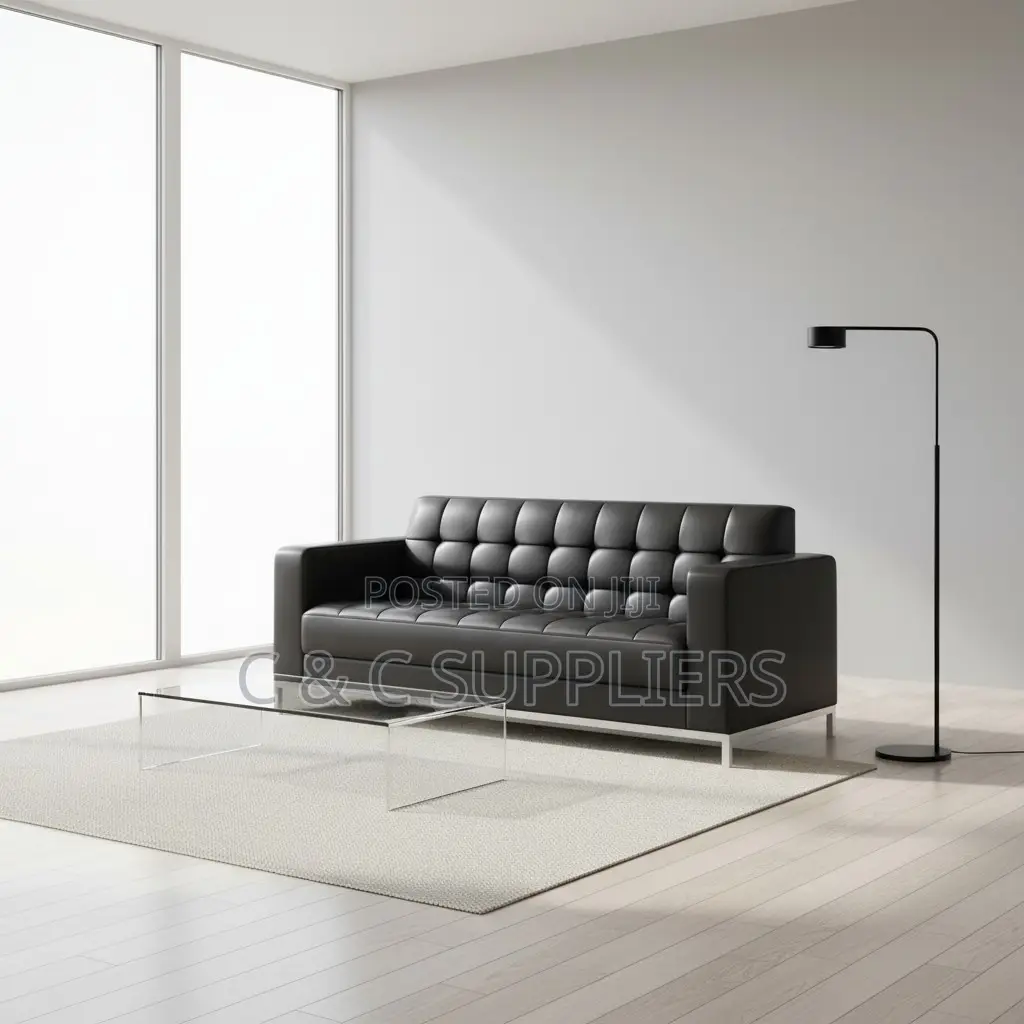 5-Seater Black Waiting Sofa Set