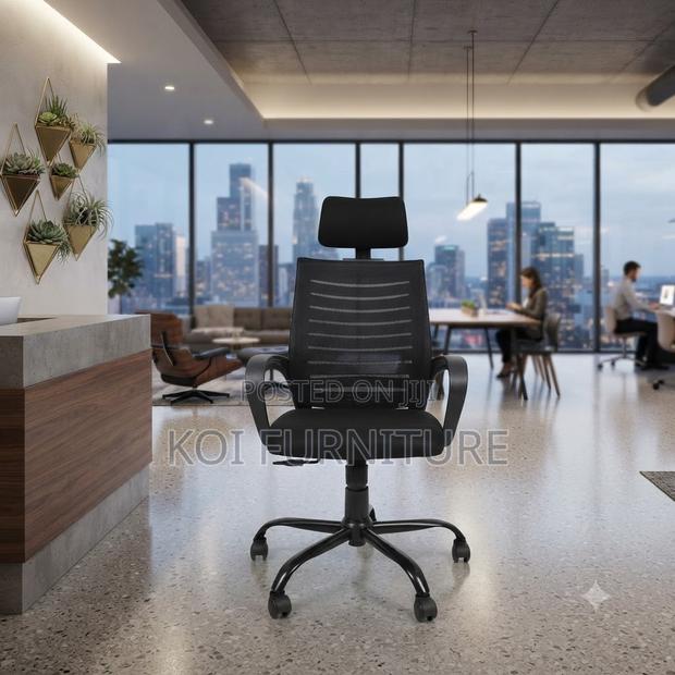 Office Chairs; Headrest Ergonomic Adjustable Office Mesh Seat - thumbnail 4