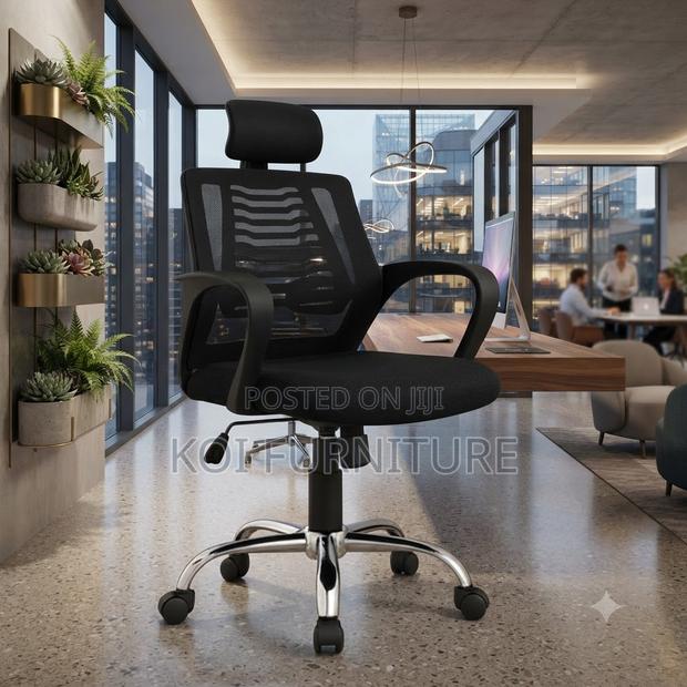 Office Chairs; Headrest Ergonomic Adjustable Office Mesh Seat - thumbnail 5