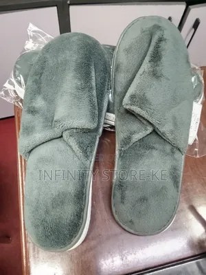 Premium Soft Dark Grey Adults Fur Slippers