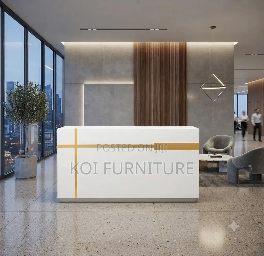 Reception Desk; 1.6 Meter White Imported Reception Counter Top Desk