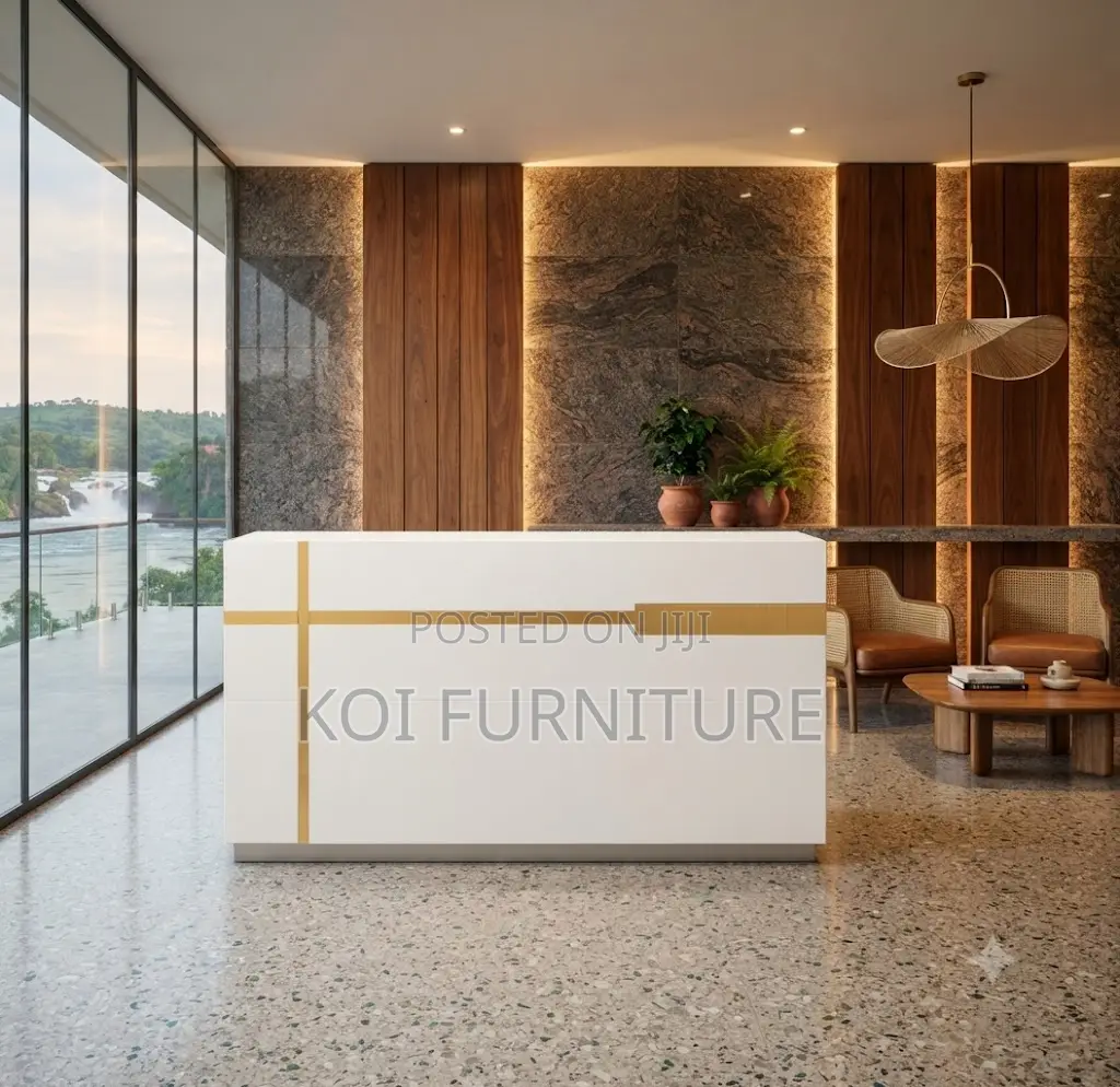 Reception Desk; 1.6 Meter White Imported Reception Counter Top Desk