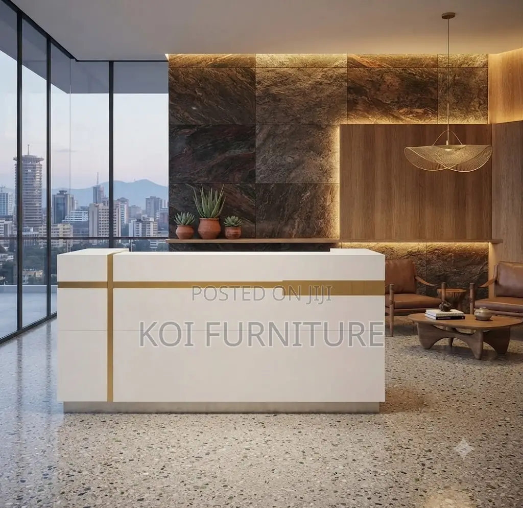 Reception Desk; 1.6 Meter White Imported Reception Counter Top Desk