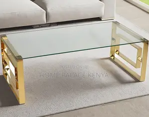 Coffee Table: Rectangular Clear Lined Steel Living Room Table