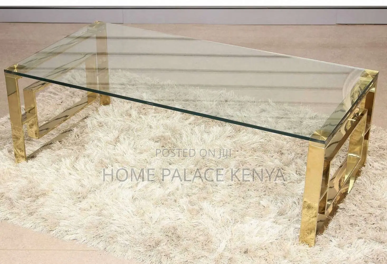 Coffee Table: Rectangular Clear Lined Steel Living Room Table