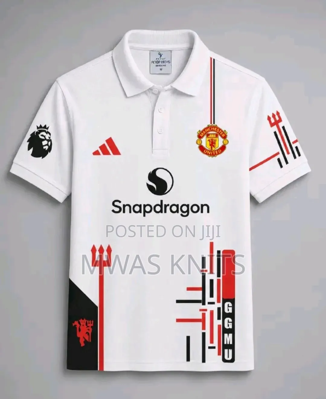 Manchester United Premier League White Polo Jersey Unisex Shirt