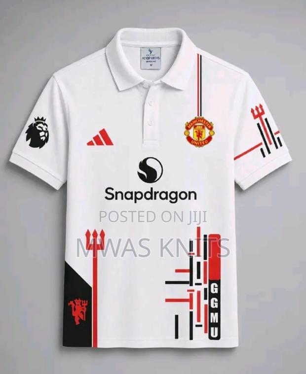 Manchester United Premier League White Polo Jersey Unisex Shirt