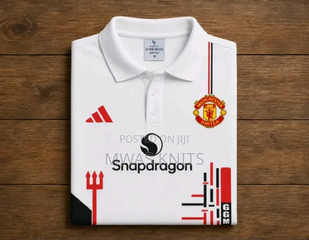 Manchester United Premier League White Polo Jersey Unisex Shirt