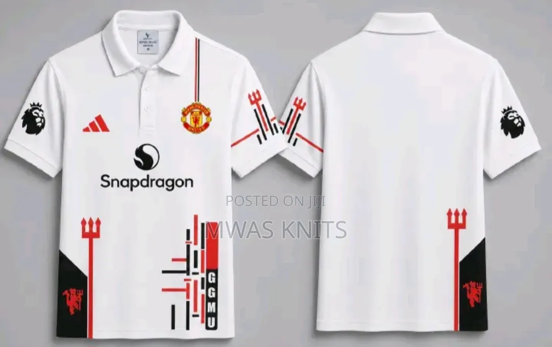 Manchester United Premier League White Polo Jersey Unisex Shirt