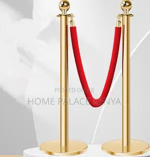 Stanchion Post: Metal Queue Barrier With Velvet Rope
