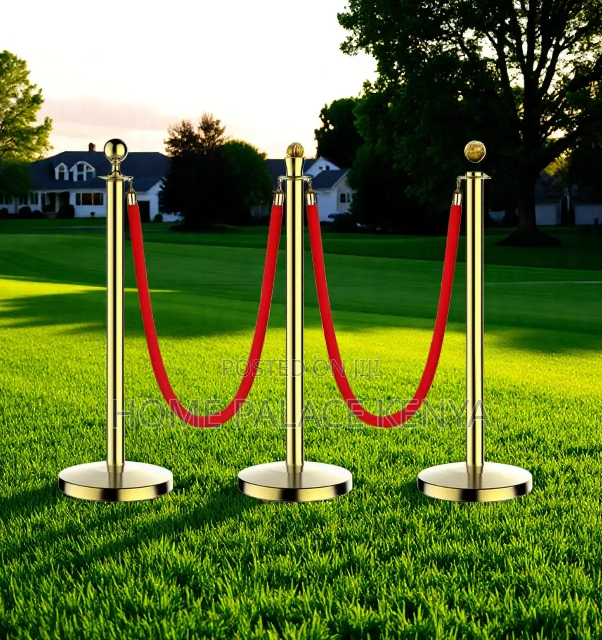 Stanchion Post: Metal Queue Barrier With Velvet Rope