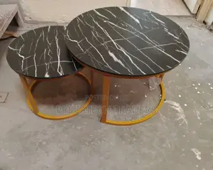 Modern MDF Nesting Coffee Table Set – Black Marble Finish